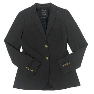 Aritzia Gray Black Wool Blend Military Button Tailored Fit Blazer Jacket Size 4